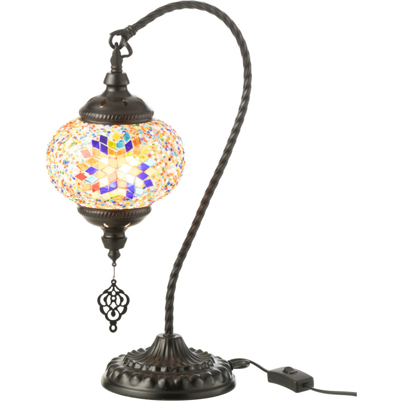 Grande Lampe originale marocaine en Verre Orange Mosaïque Métal Noir Zami - 2