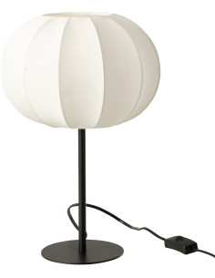 Lampe à poser minimaliste Hauteur 38 cm en Tissu Blanc Métal Noir Lupi - 1