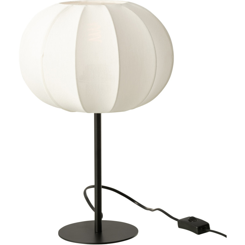 Lampe à poser minimaliste Hauteur 38 cm en Tissu Blanc Métal Noir Lupi - 1