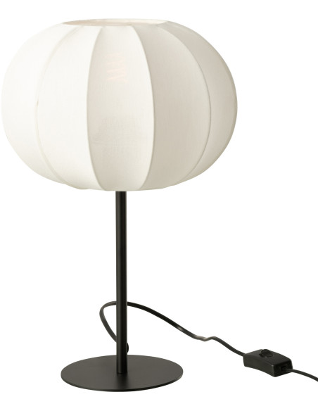 Lampe à poser minimaliste Hauteur 38 cm en Tissu Blanc Métal Noir Lupi - 1