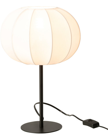 Lampe à poser minimaliste Hauteur 38 cm en Tissu Blanc Métal Noir Lupi - 2