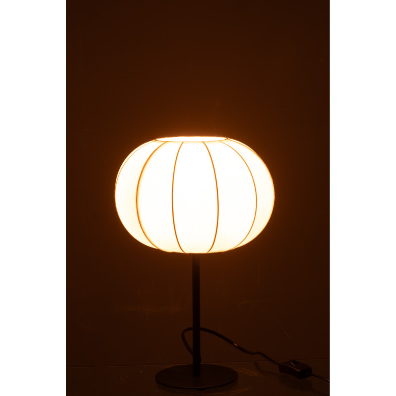 Lampe à poser minimaliste Hauteur 38 cm en Tissu Blanc Métal Noir Lupi - 3