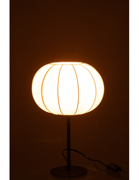 Lampe à poser minimaliste Hauteur 38 cm en Tissu Blanc Métal Noir Lupi - 3