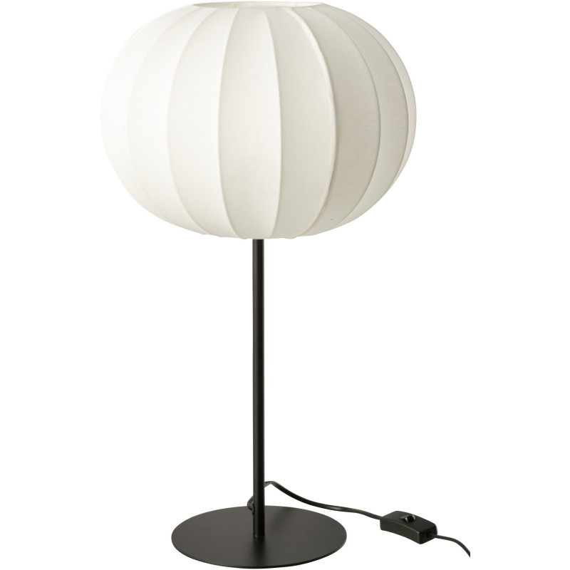 Grande Lampe à poser minimaliste Hauteur 53 cm en Tissu Blanc Métal Noir Lupi - 1
