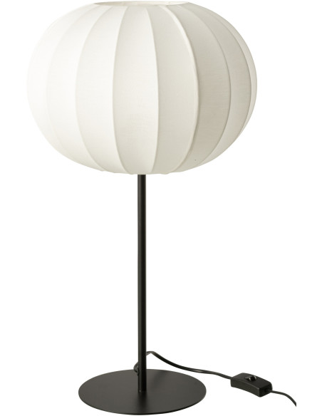 Grande Lampe à poser minimaliste Hauteur 53 cm en Tissu Blanc Métal Noir Lupi - 1