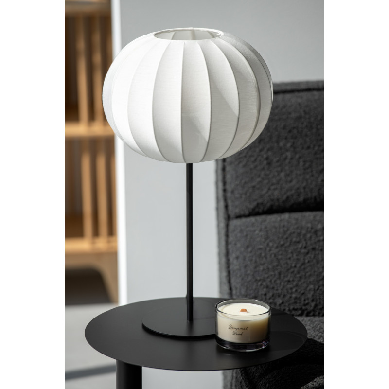 Grande Lampe à poser minimaliste Hauteur 53 cm en Tissu Blanc Métal Noir Lupi - 2