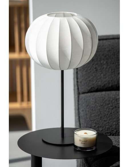 Grande Lampe à poser minimaliste Hauteur 53 cm en Tissu Blanc Métal Noir Lupi - 2
