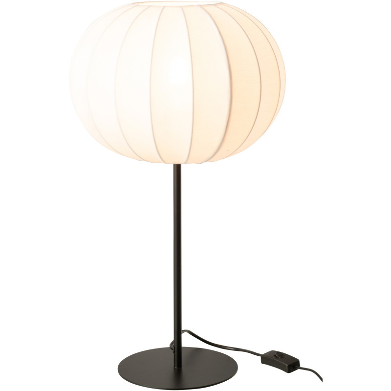 Grande Lampe à poser minimaliste Hauteur 53 cm en Tissu Blanc Métal Noir Lupi - 3