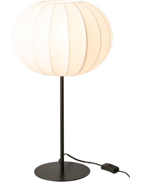 Grande Lampe à poser minimaliste Hauteur 53 cm en Tissu Blanc Métal Noir Lupi - 3
