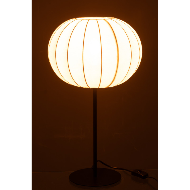 Grande Lampe à poser minimaliste Hauteur 53 cm en Tissu Blanc Métal Noir Lupi - 4