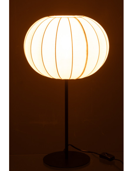 Grande Lampe à poser minimaliste Hauteur 53 cm en Tissu Blanc Métal Noir Lupi - 4