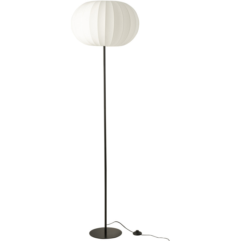 Grand Lampadaire sur pied minimaliste Hauteur 173 cm en Tissu Blanc Métal Noir Lupi - 1