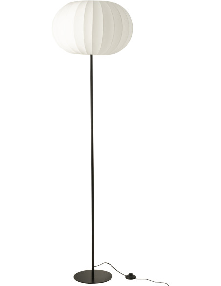 Grand Lampadaire sur pied minimaliste Hauteur 173 cm en Tissu Blanc Métal Noir Lupi - 1