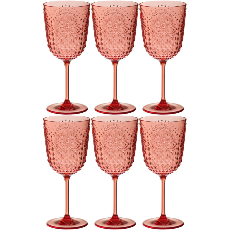Coffret 6 Verres à vin indiens 400 ml en Plastique réutilisable Rouge Koma - 1
