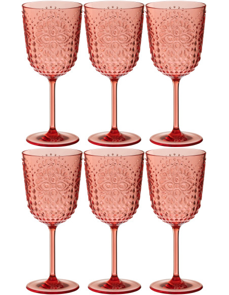 Coffret 6 Verres à vin indiens 400 ml en Plastique réutilisable Rouge Koma - 1