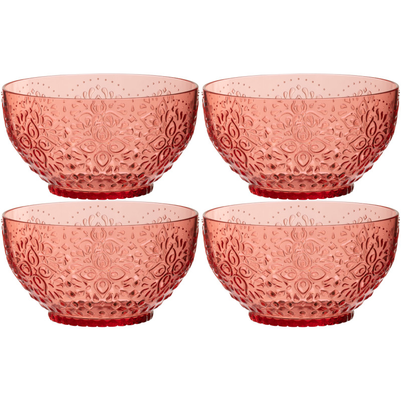 Coffret 4 Bols indiens 15 cm en Plastique réutilisable Rouge Koma - 1