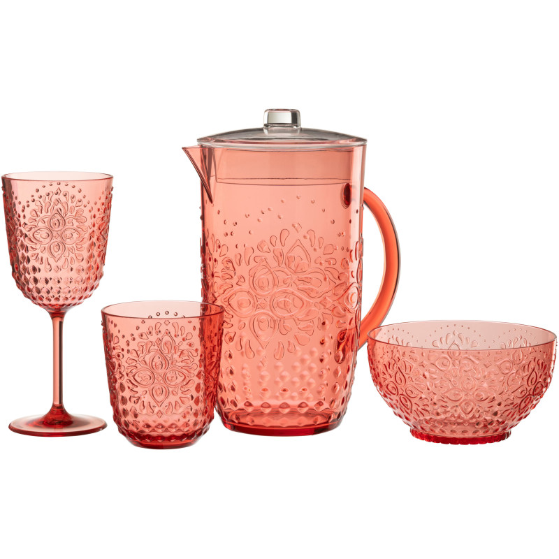 Grande Carafe indienne avec couvercle 2,5 Litres en Plastique réutilisable Rouge Koma - 4