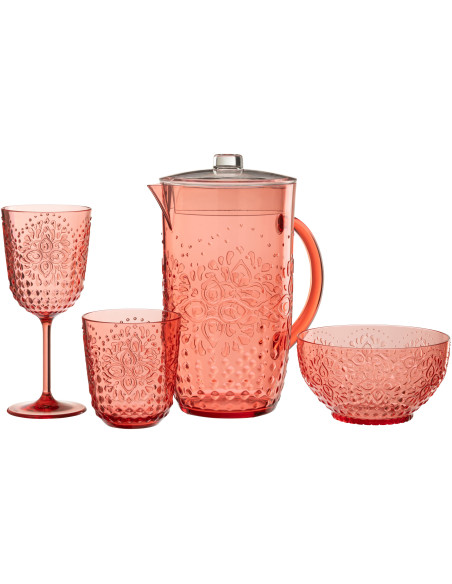 Grande Carafe indienne avec couvercle 2,5 Litres en Plastique réutilisable Rouge Koma - 4