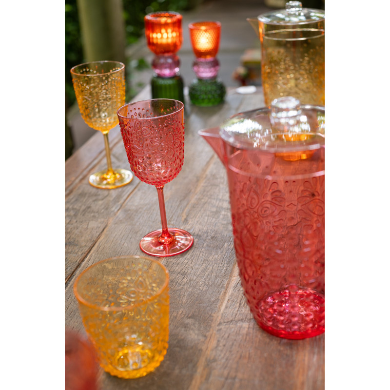 Grande Carafe indienne avec couvercle 2,5 Litres en Plastique réutilisable Rouge Koma - 5