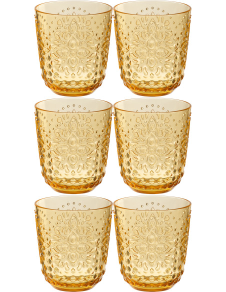 Coffret 6 Verres à eau indiens 450 ml en Plastique réutilisable Jaune Koma - 1