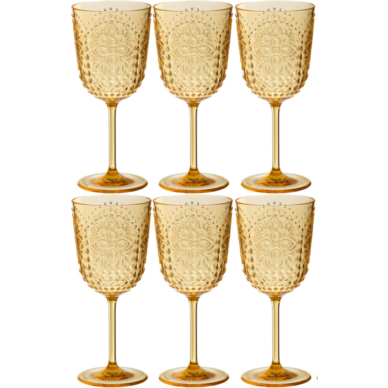 Coffret 6 Verres à vin indiens 400 ml en Plastique réutilisable Jaune Koma - 1
