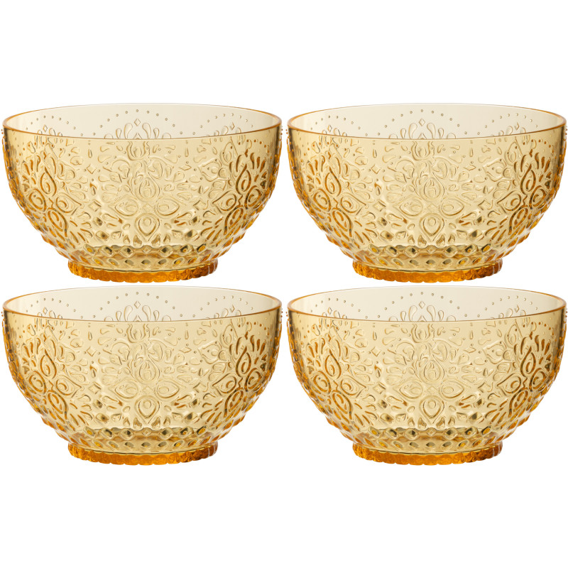 Coffret 4 Bols indiens 15 cm en Plastique réutilisable Jaune Koma - 1