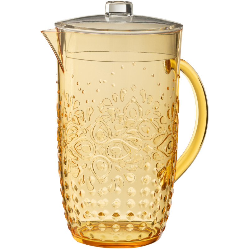 Grande Carafe indienne avec couvercle 2,5 Litres en Plastique réutilisable Jaune Koma - 1