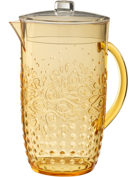 Grande Carafe indienne avec couvercle 2,5 Litres en Plastique réutilisable Jaune Koma - 1