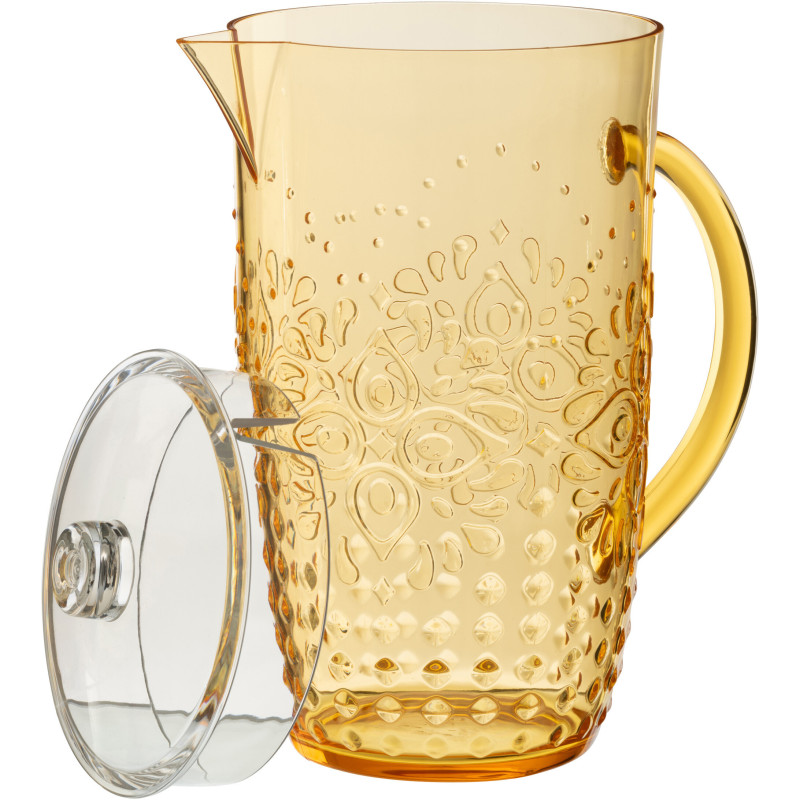 Grande Carafe indienne avec couvercle 2,5 Litres en Plastique réutilisable Jaune Koma - 2