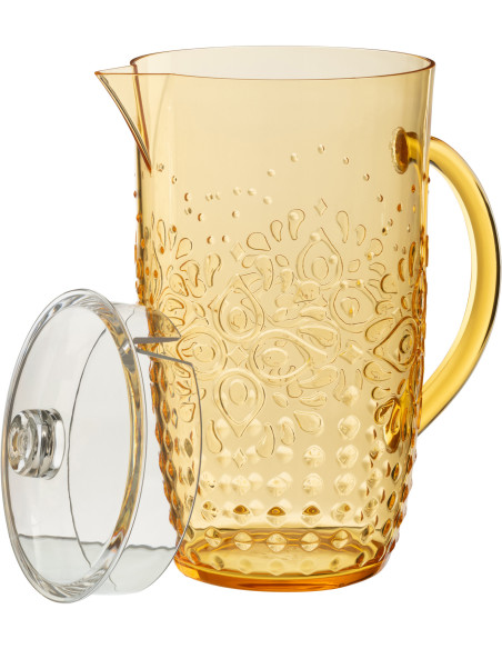 Grande Carafe indienne avec couvercle 2,5 Litres en Plastique réutilisable Jaune Koma - 2