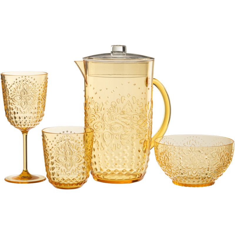 Grande Carafe indienne avec couvercle 2,5 Litres en Plastique réutilisable Jaune Koma - 3