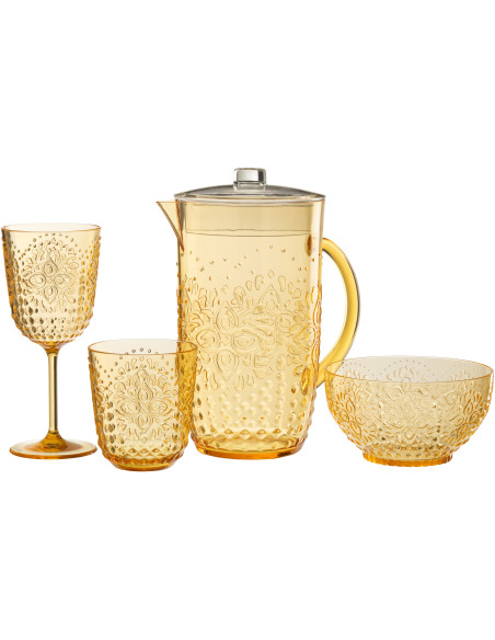 Grande Carafe indienne avec couvercle 2,5 Litres en Plastique réutilisable Jaune Koma - 3