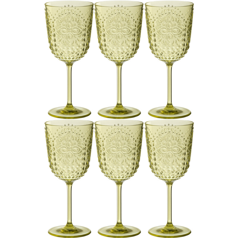 Coffret 6 Verres à vin indiens 400 ml en Plastique réutilisable Vert Koma - 1