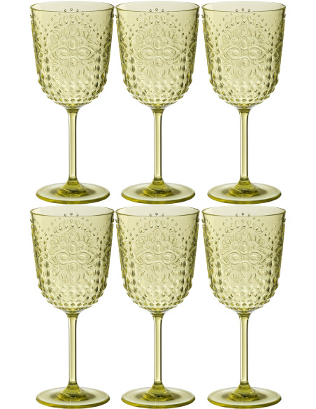 Coffret 6 Verres à vin indiens 400 ml en Plastique réutilisable Vert Koma J-Line - 1