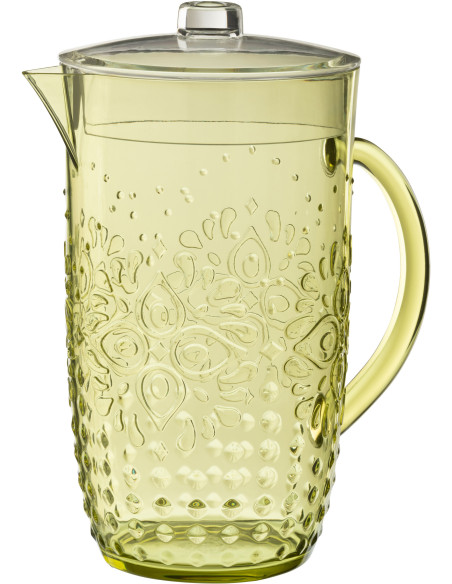 Grande Carafe indienne avec couvercle 2,5 Litres en Plastique réutilisable Vert Koma - 1