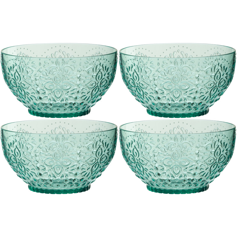 Coffret 4 Bols indiens 15 cm en Plastique réutilisable Bleu aqua Koma - 1