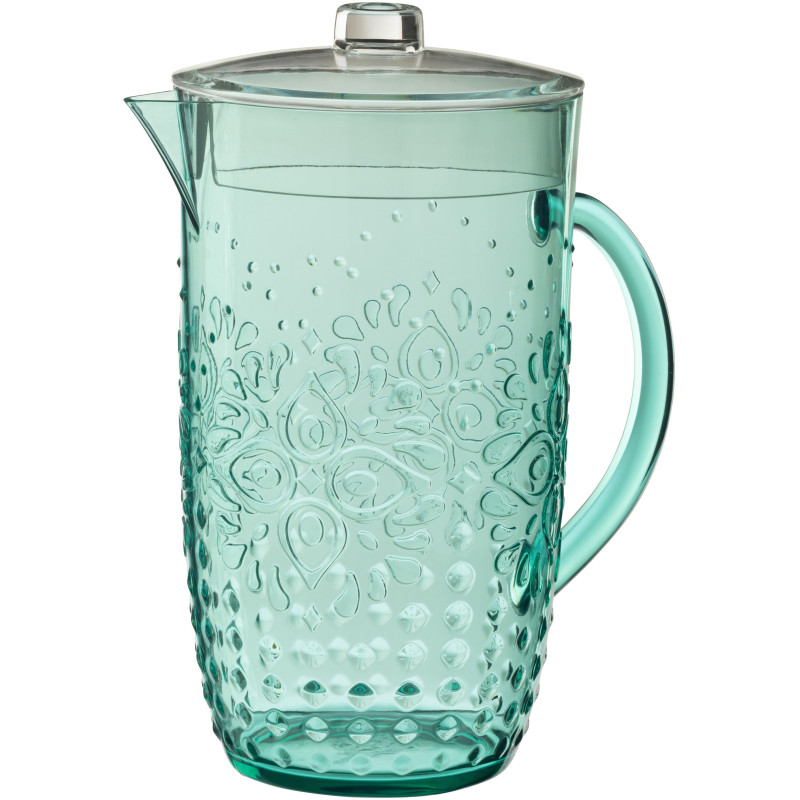 Grande Carafe indienne avec couvercle 2,5 Litres en Plastique réutilisable Bleu aqua Koma - 1