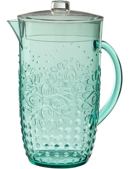 Grande Carafe indienne avec couvercle 2,5 Litres en Plastique réutilisable Bleu aqua Koma - 1