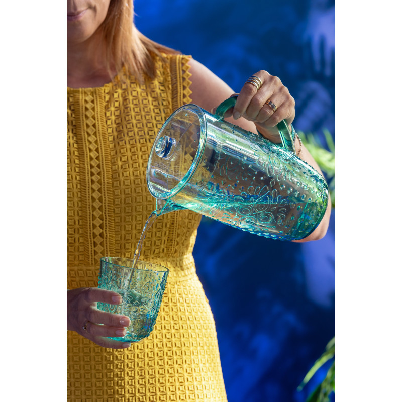 Grande Carafe indienne avec couvercle 2,5 Litres en Plastique réutilisable Bleu aqua Koma - 2