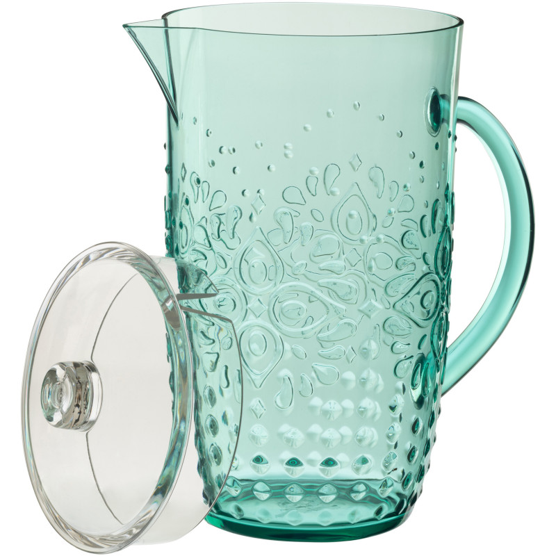 Grande Carafe indienne avec couvercle 2,5 Litres en Plastique réutilisable Bleu aqua Koma - 3