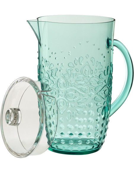 Grande Carafe indienne avec couvercle 2,5 Litres en Plastique réutilisable Bleu aqua Koma - 3