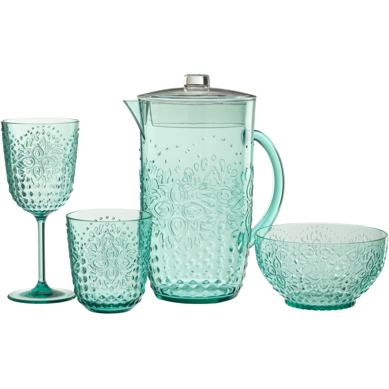 Grande Carafe indienne avec couvercle 2,5 Litres en Plastique réutilisable Bleu aqua Koma - 4