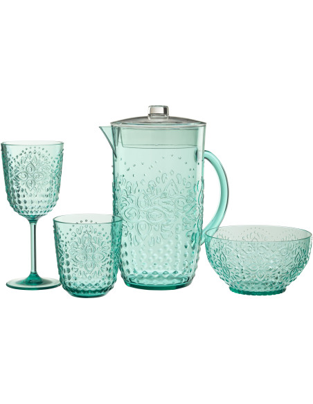 Grande Carafe indienne avec couvercle 2,5 Litres en Plastique réutilisable Bleu aqua Koma - 4