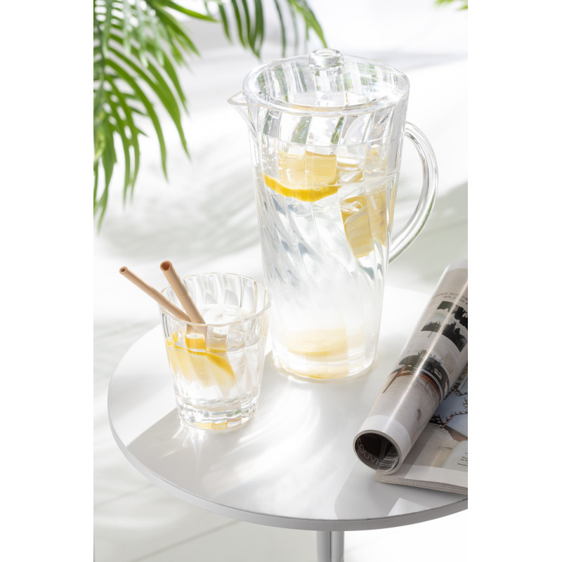 Grande Carafe moderne avec couvercle 2,3 Litres en Plastique réutilisable Transparent Wavya - 2