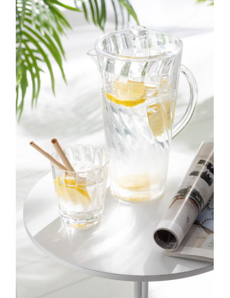 Grande Carafe moderne avec couvercle 2,3 Litres en Plastique réutilisable Transparent Wavya - 2