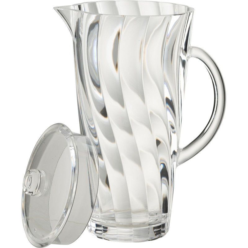 Grande Carafe moderne avec couvercle 2,3 Litres en Plastique réutilisable Transparent Wavya - 3