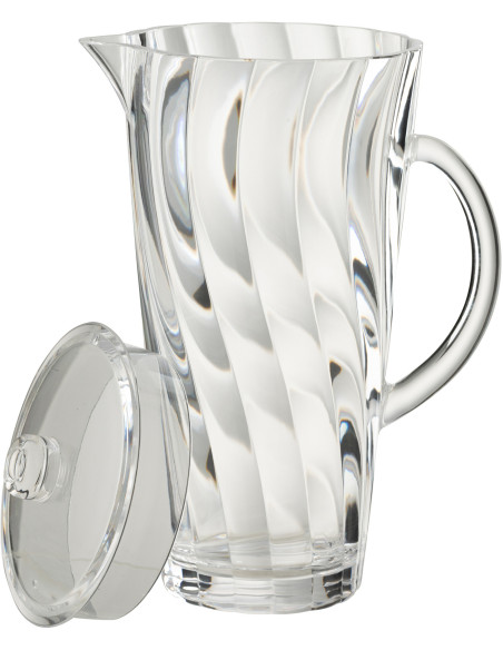 Grande Carafe moderne avec couvercle 2,3 Litres en Plastique réutilisable Transparent Wavya - 3