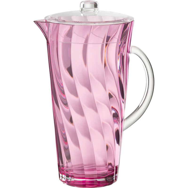 Grande Carafe moderne avec couvercle 2,3 Litres en Plastique réutilisable Rose Wavya - 1