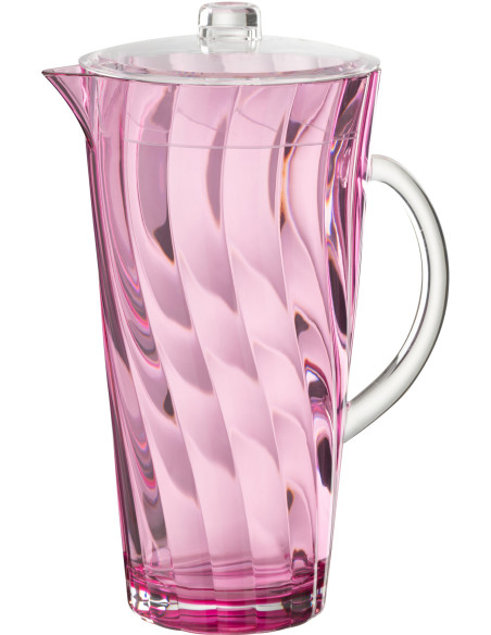 Grande Carafe moderne avec couvercle 2,3 Litres en Plastique réutilisable Rose Wavya - 1