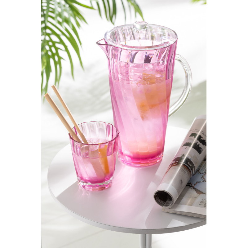Grande Carafe moderne avec couvercle 2,3 Litres en Plastique réutilisable Rose Wavya - 2